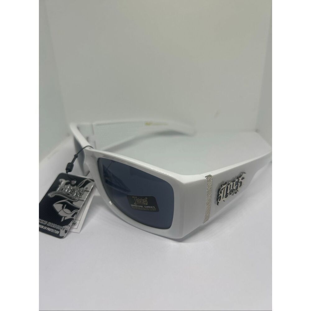 Locs White Frame Black Smoke Lens Sunglasses UV400 Hardcore Shades